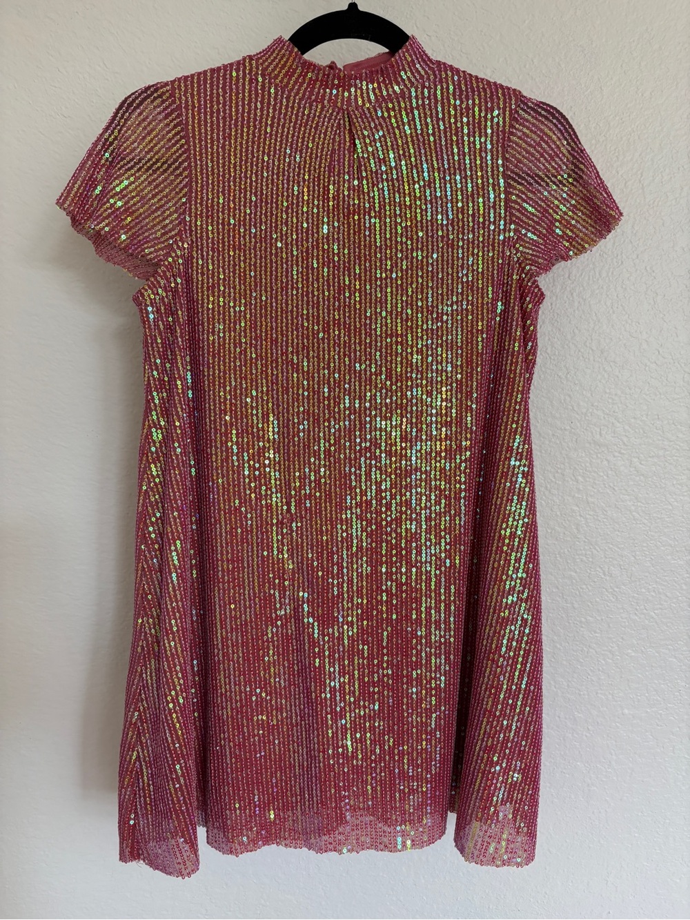 Joyfolie Iridescent Pink Sequin Knit Dress